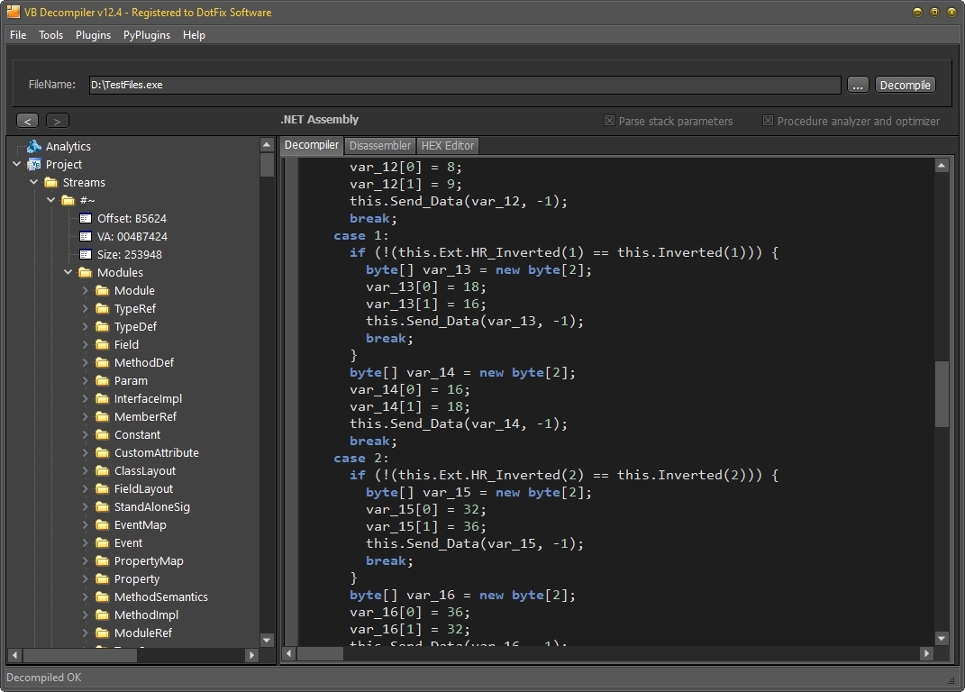 Decompiling switch case in C# using VB Decompiler